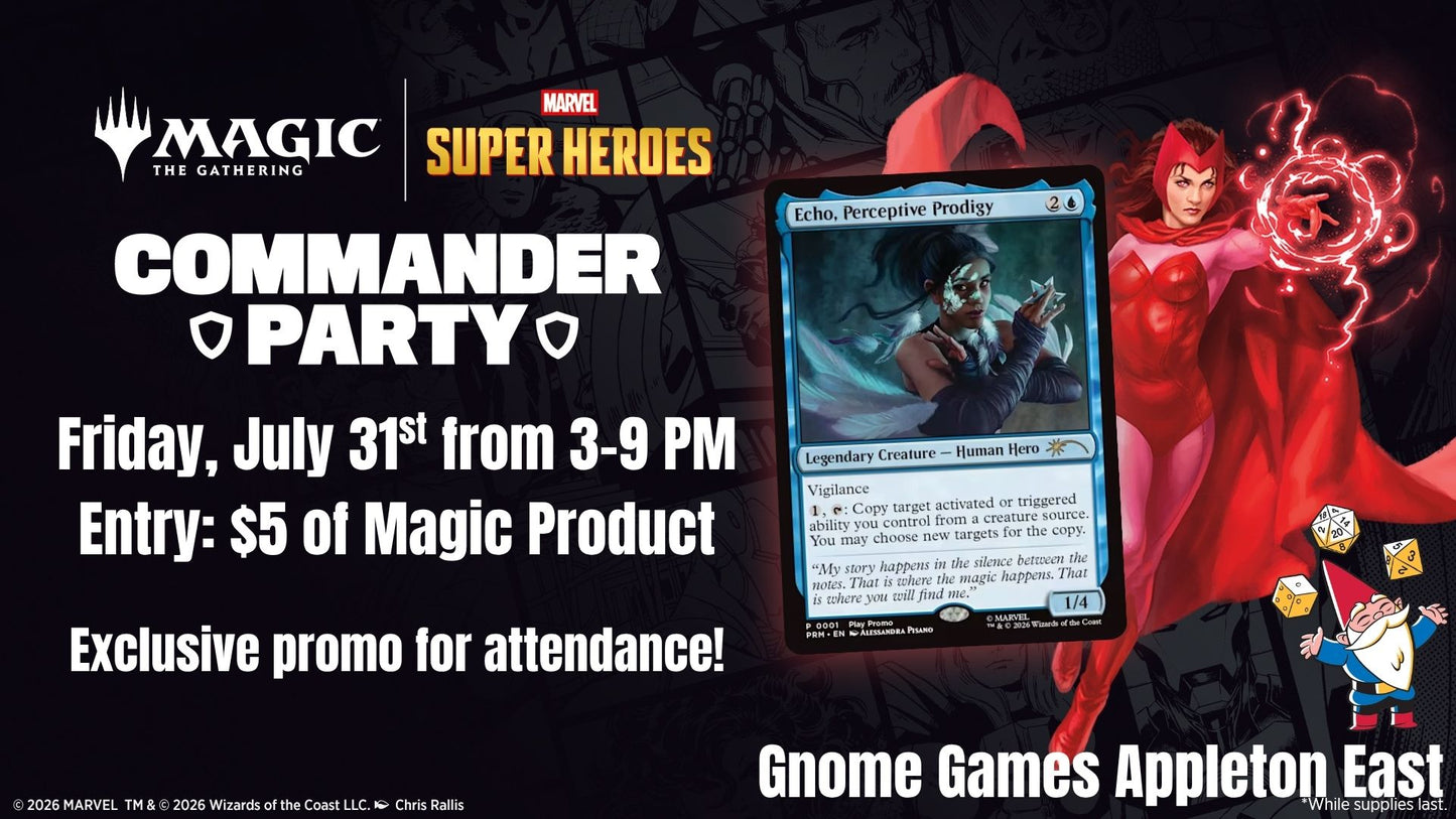 Magic the Gathering x Marvel Superheroes Commander Party at Gnome Games Appleton East - $5* @ Gnome Games - Appleton East (Jul 31) - Ticket
