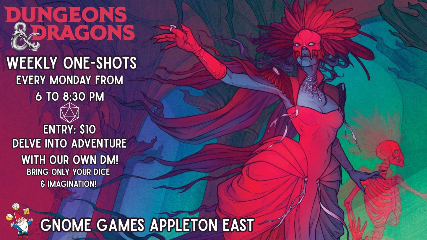 Dungeons & Dragons Weekly One-Shots at Gnome Games Appleton East - $10 @ Gnome Games - Appleton East (Sep 28) - Ticket