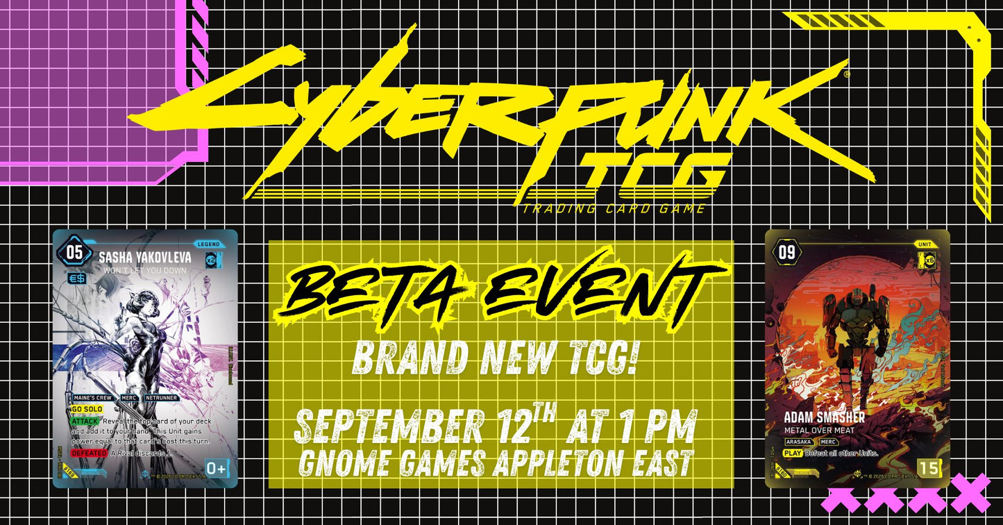 Cyberpunk TCG Beta Event Tournament at Gnome Games Appleton East - $45 @ Gnome Games - Appleton East (Sep 12) - Ticket