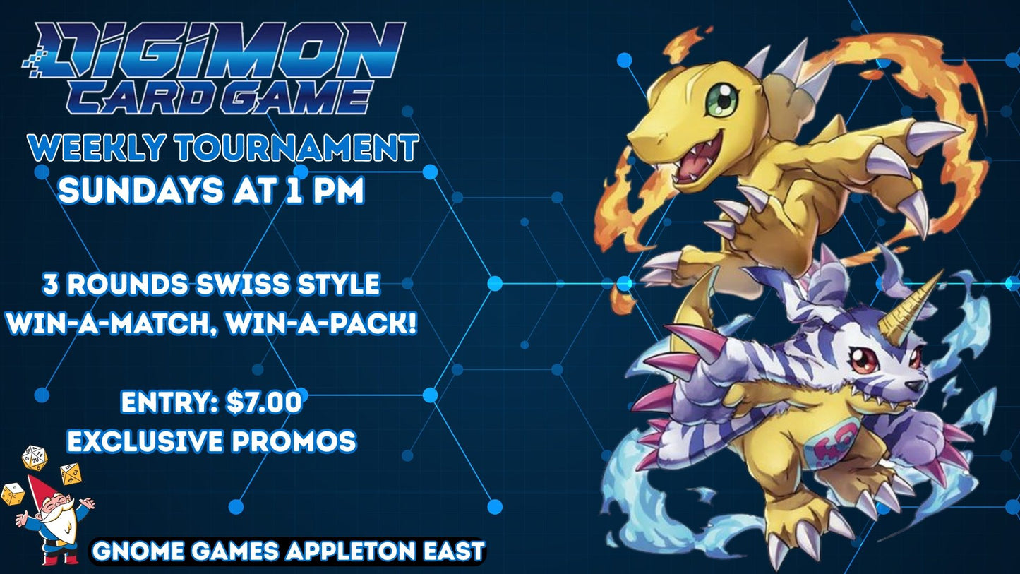 Digimon Weekly Tournament at Gnome Games Appleton East - $7 @ Gnome Games - Appleton East (Sep 20) - Ticket