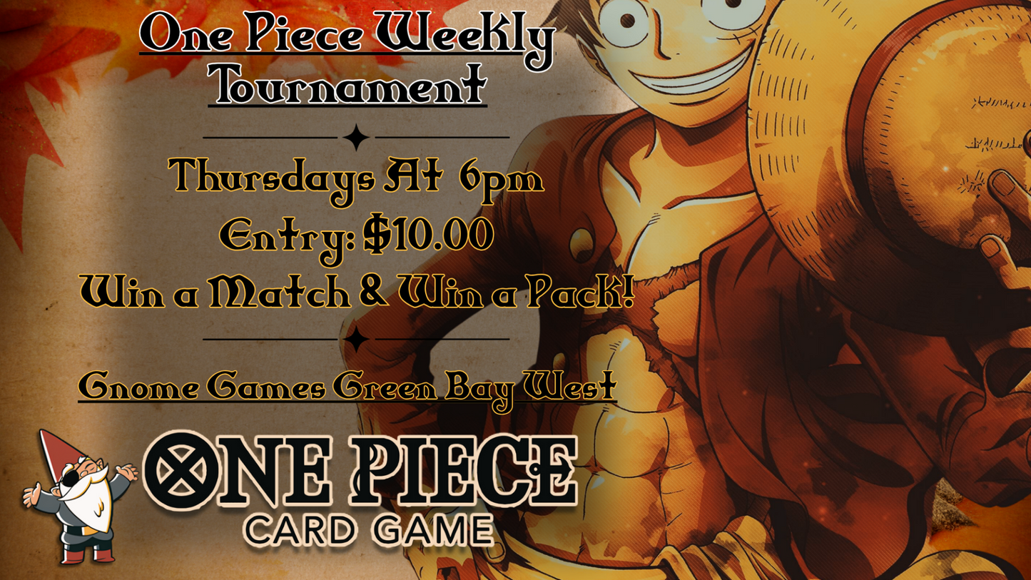 One Piece Weekly Tournament at Gnome Games Green Bay West @ Gnome Games - Green Bay West (Sep 17) - Ticket