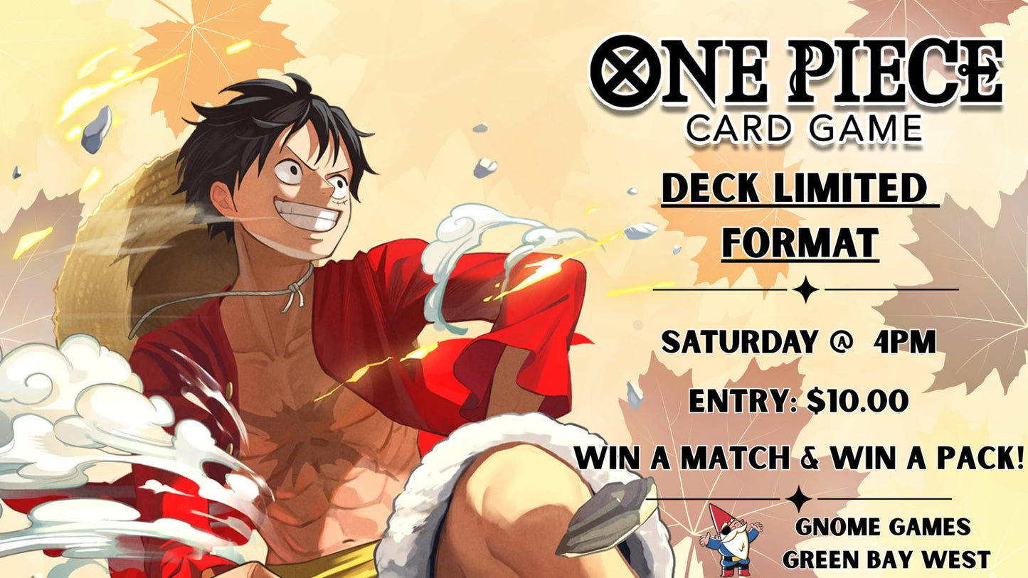One Piece Deck Limited Tournament at Gnome Games Green Bay West @ Gnome Games - Green Bay West (Sep 19) - Ticket