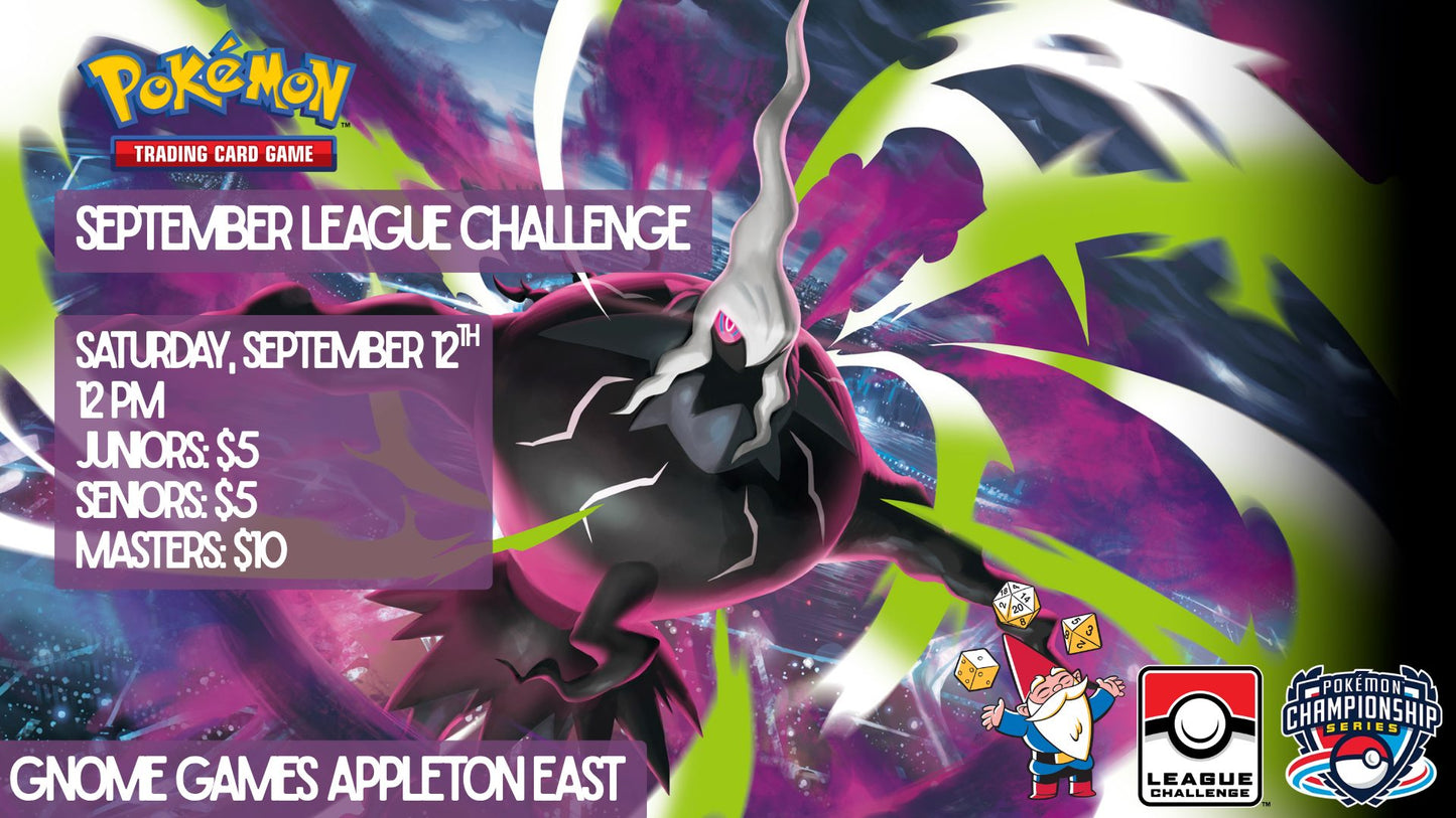 Pokémon TCG September League Challenge at Gnome Games Appleton East - $5/$10 @ Gnome Games - Appleton East (Sep 12) - Ticket